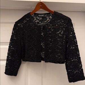 Connected Black Floral Lace Cropped Bolero Shrug Whimsygoth Coquette Medium